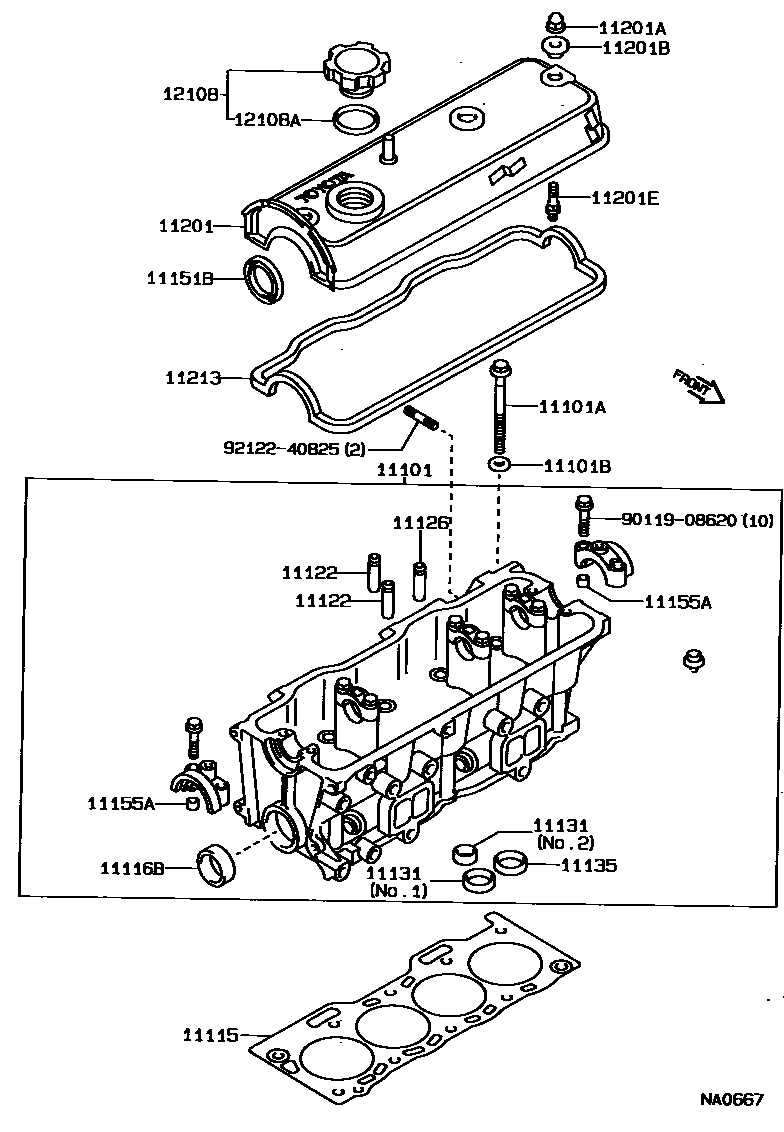 Toyota COROLLA Cylinder Head EPC diagram — NA0667