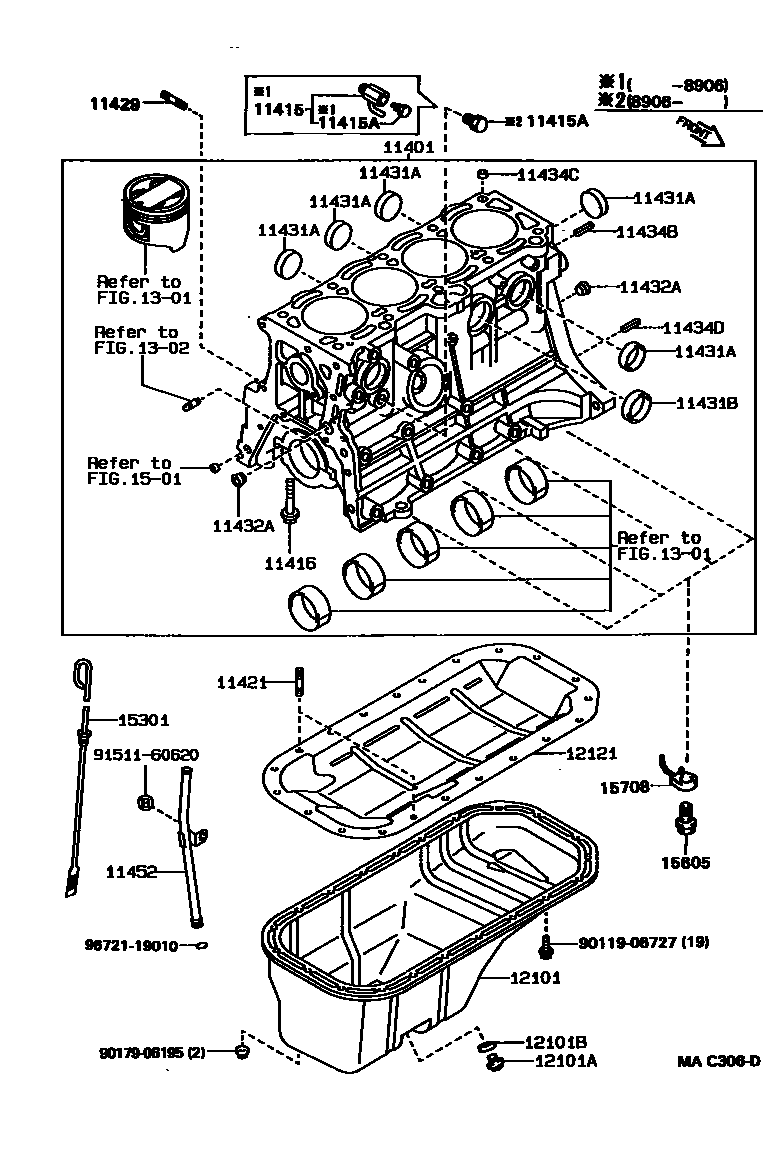 Toyota COROLLA Cylinder Block EPC diagram — MAC306D