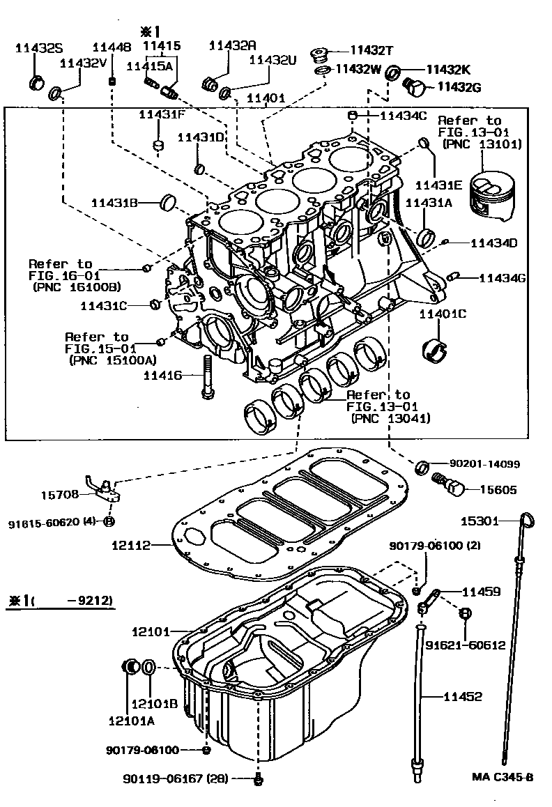 Toyota COROLLA Cylinder Block EPC diagram — MAC345B