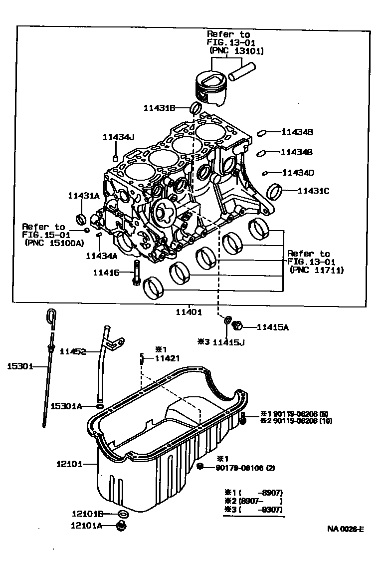 Toyota COROLLA Cylinder Block EPC diagram — NA0026E