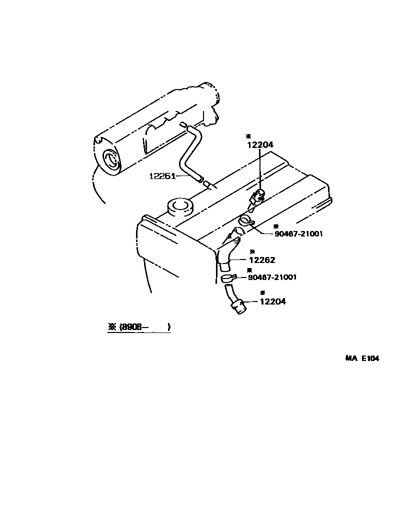 Toyota COROLLA Ventilation Hose EPC diagram — MAE104