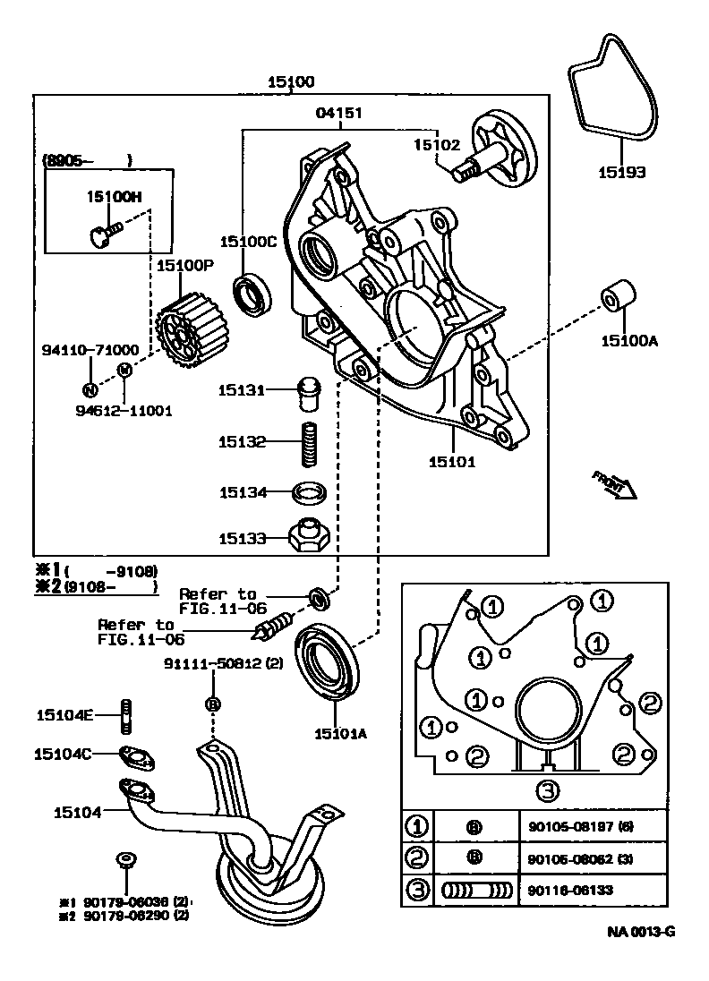 Toyota COROLLA Engine Oil Pump EPC diagram — NA0013G