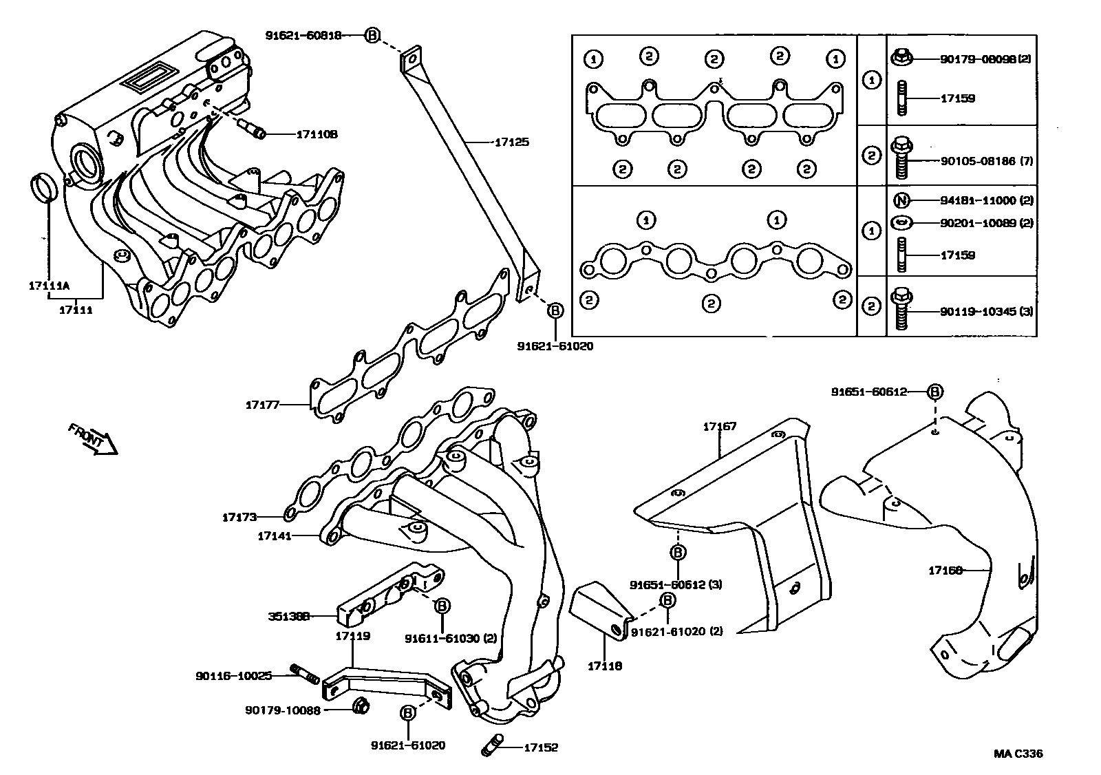 Toyota COROLLA Manifold EPC diagram — MAC336