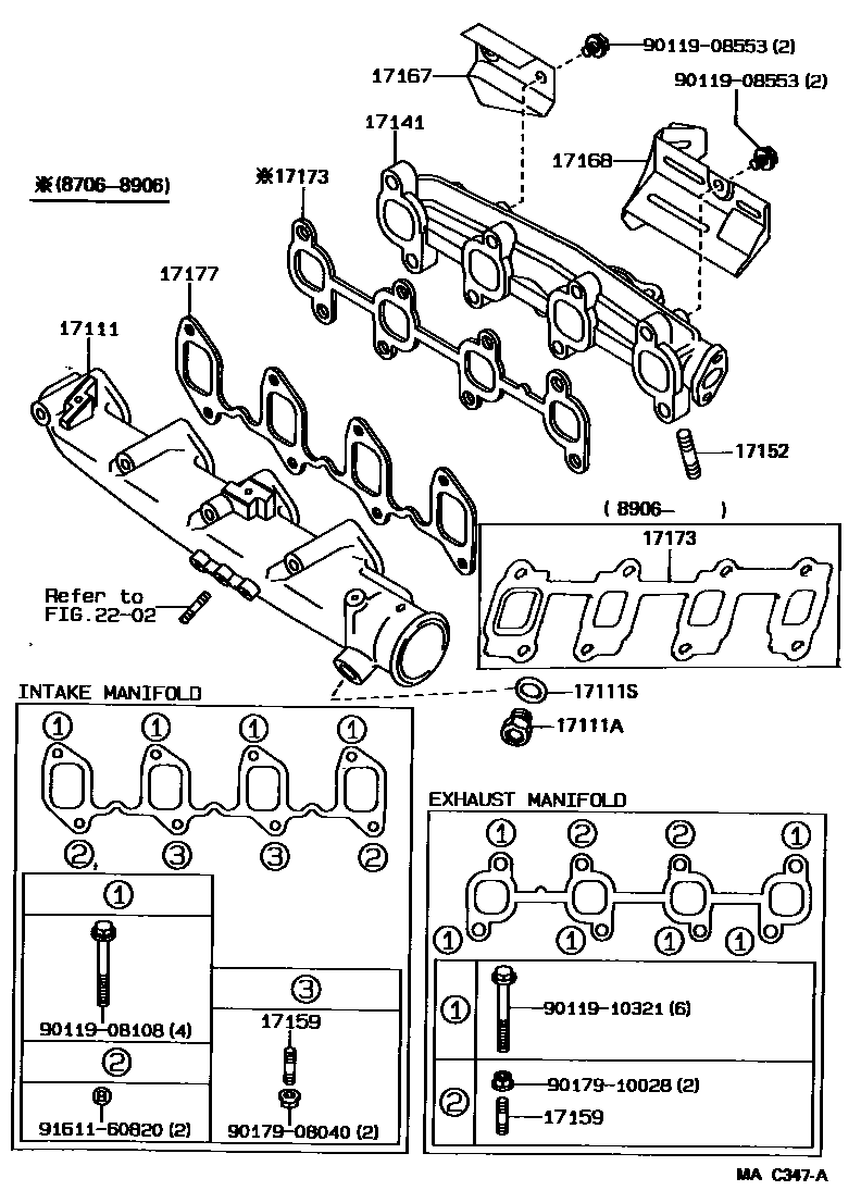 Toyota COROLLA Manifold EPC diagram — MAC347A