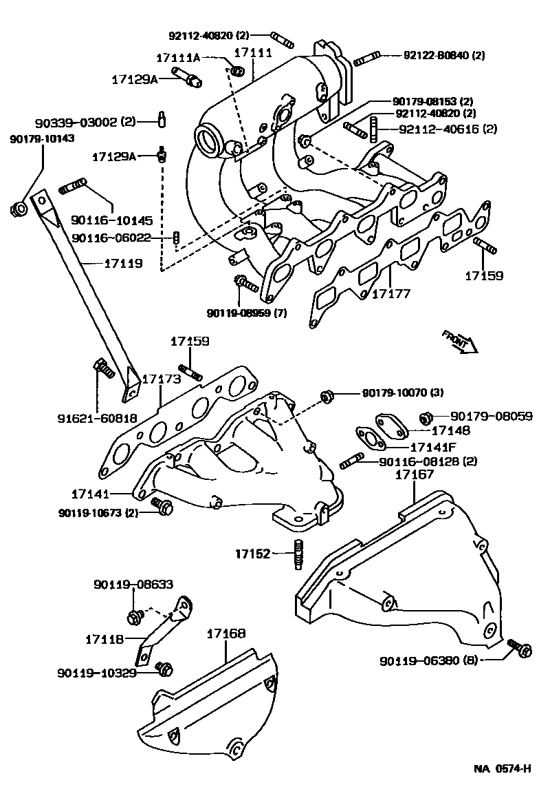 Toyota COROLLA Manifold EPC diagram — NA0574H