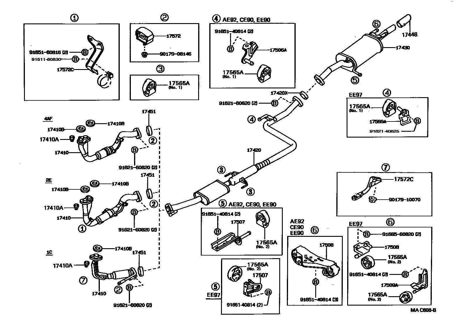 Toyota COROLLA Exhaust Pipe EPC diagram — MAC608B