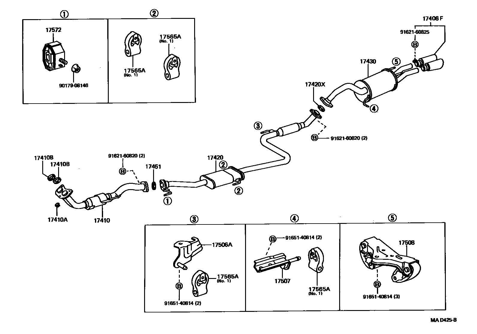 Toyota COROLLA Exhaust Pipe EPC diagram — MAD425B