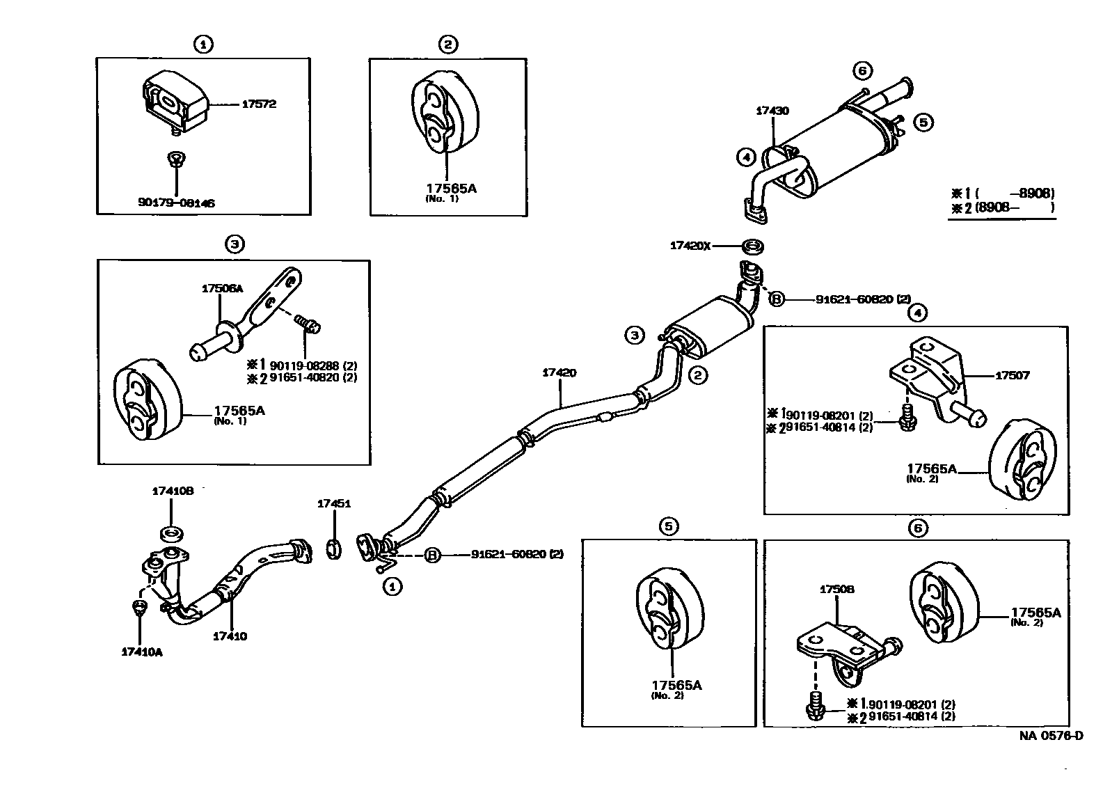 Toyota COROLLA Exhaust Pipe EPC diagram — NA0576D
