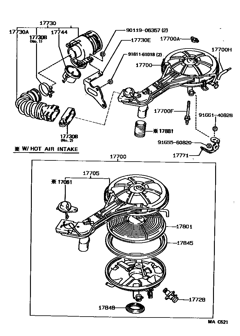 Toyota COROLLA Air Cleaner EPC diagram — MAC521