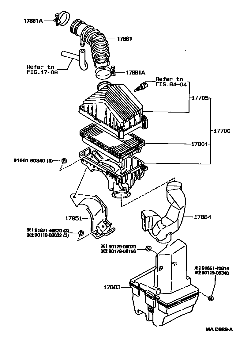 Toyota COROLLA Air Cleaner EPC diagram — MAD989A