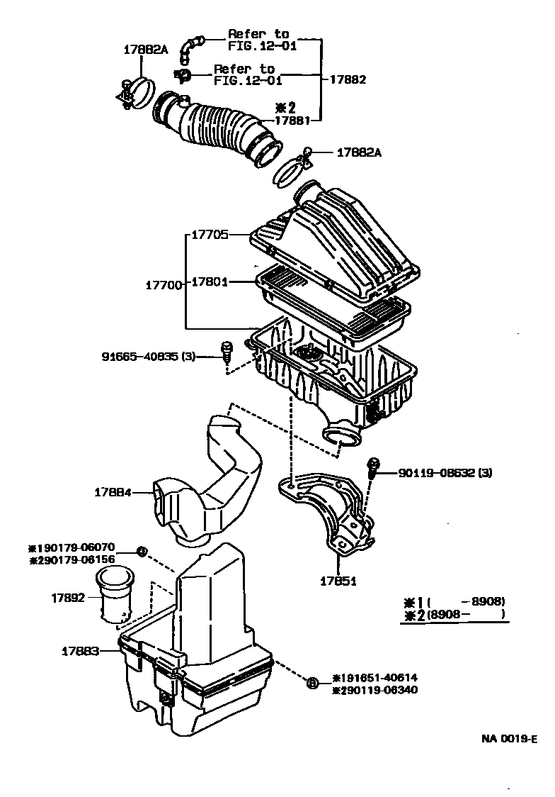 Toyota COROLLA Air Cleaner EPC diagram — NA0019E