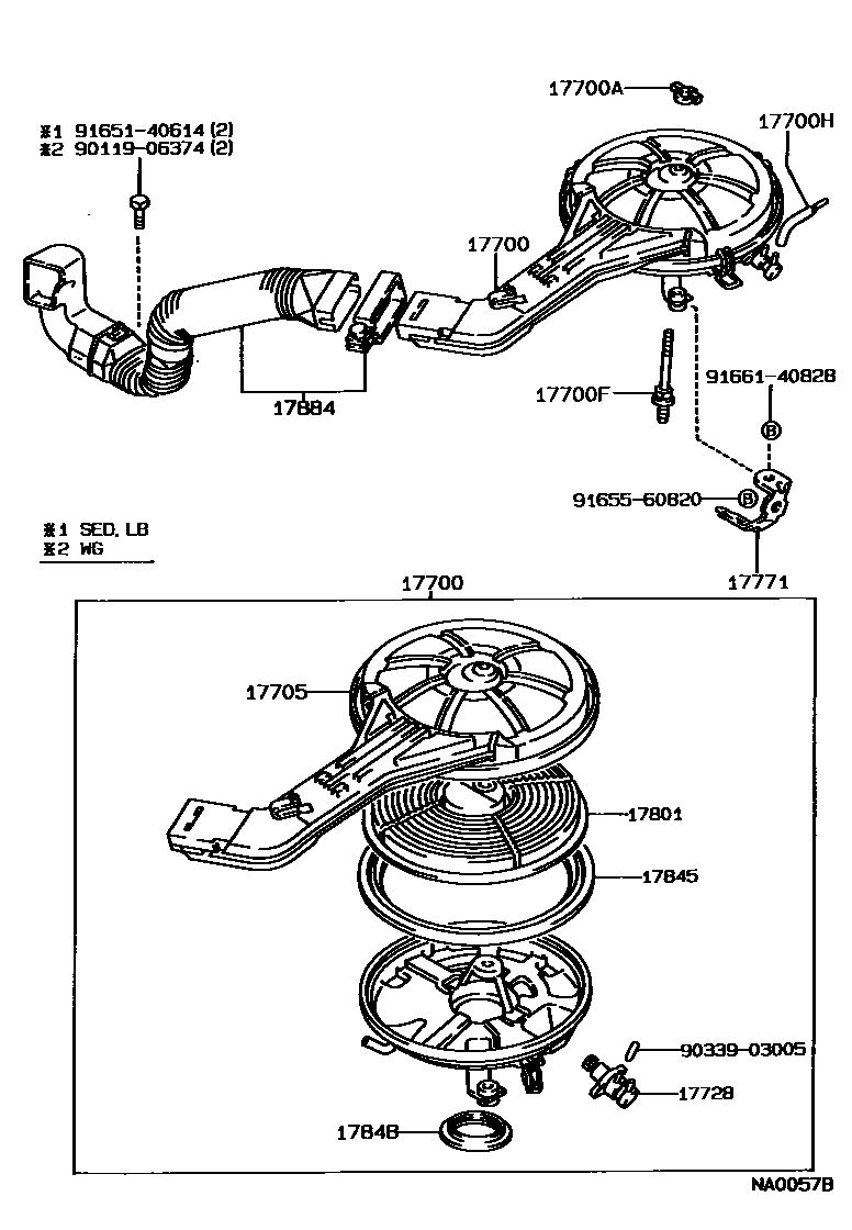 Toyota COROLLA Air Cleaner EPC diagram — NA0057B