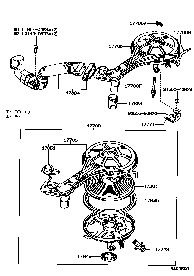 Toyota COROLLA Air Cleaner EPC diagram — NA0060B