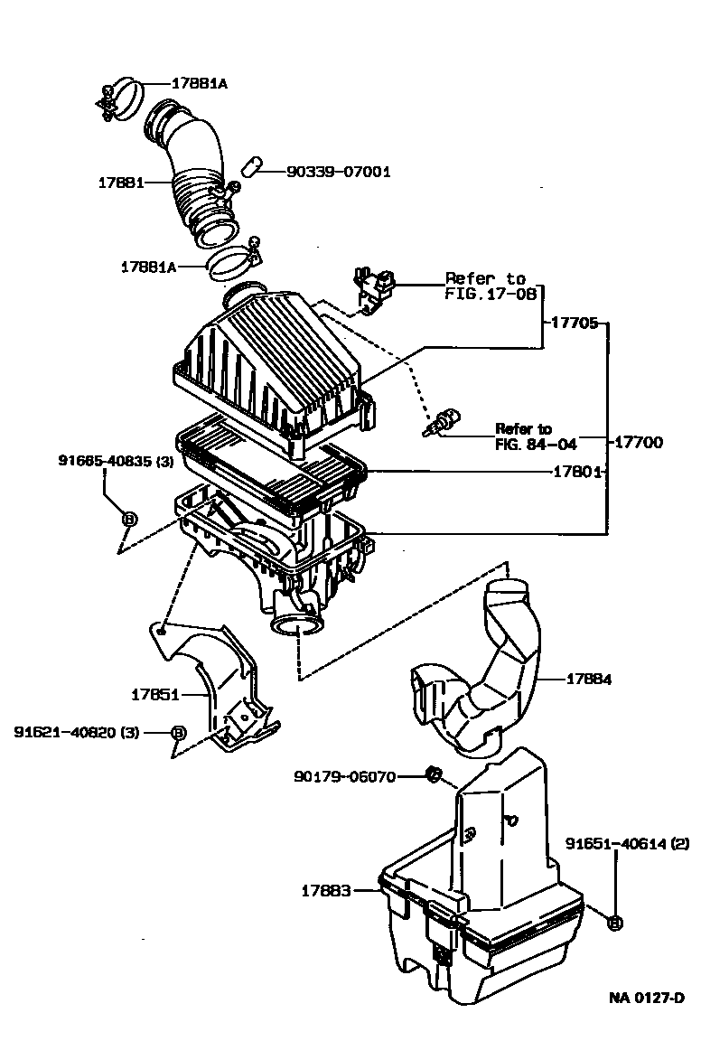 Toyota COROLLA Air Cleaner EPC diagram — NA0127D