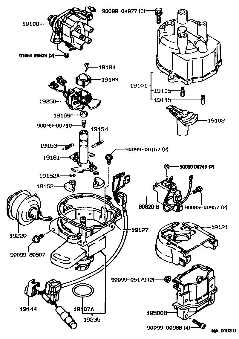 Toyota COROLLA 分电器 EPC diagram — NA0103D