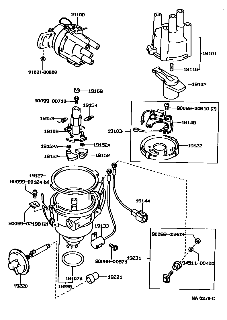 Toyota COROLLA 分电器 EPC diagram — NA0279C