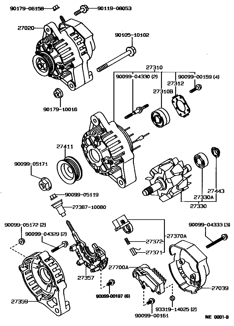 Toyota COROLLA Alternator EPC diagram — NE0001B