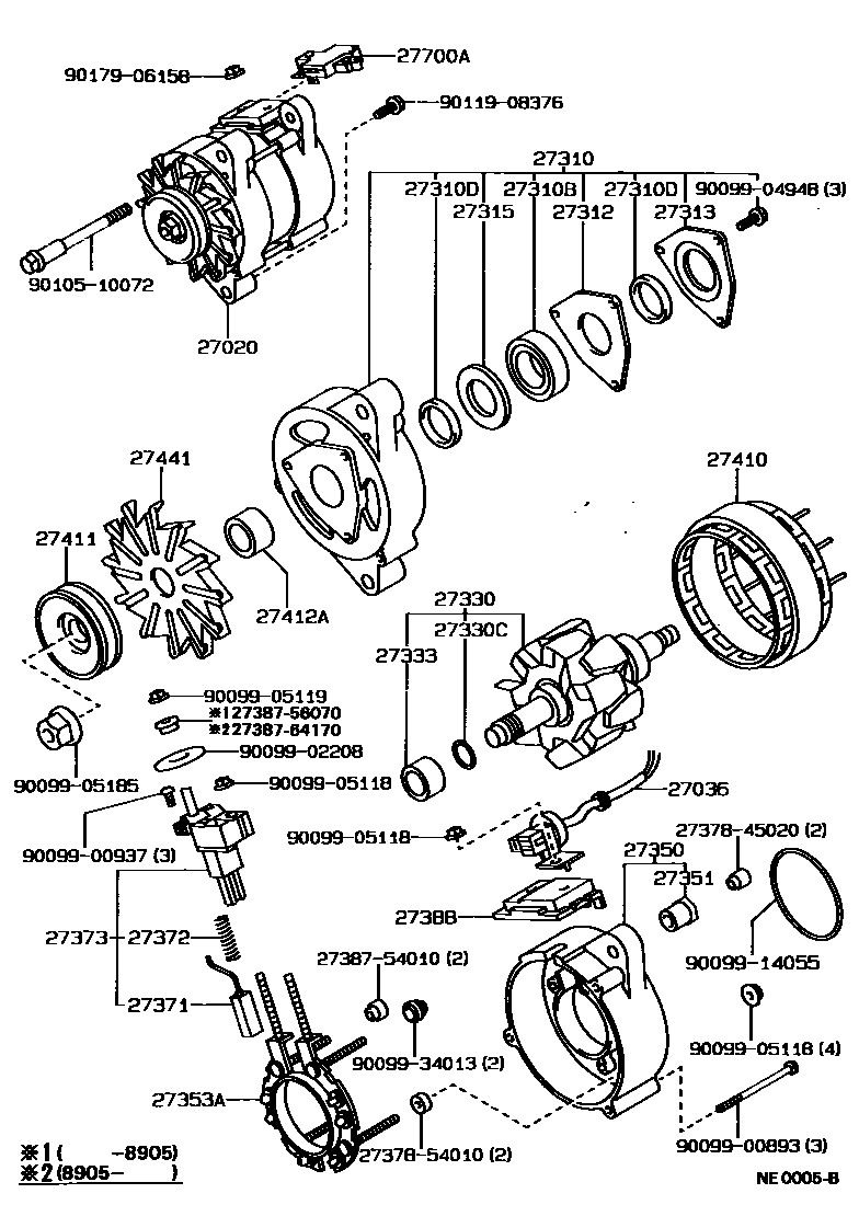 Toyota COROLLA Alternator EPC diagram — NE0005B