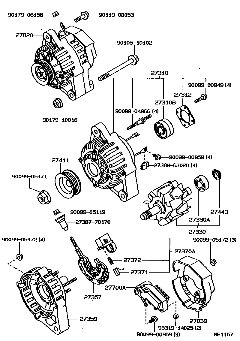 Toyota COROLLA Alternator EPC diagram — NE1157