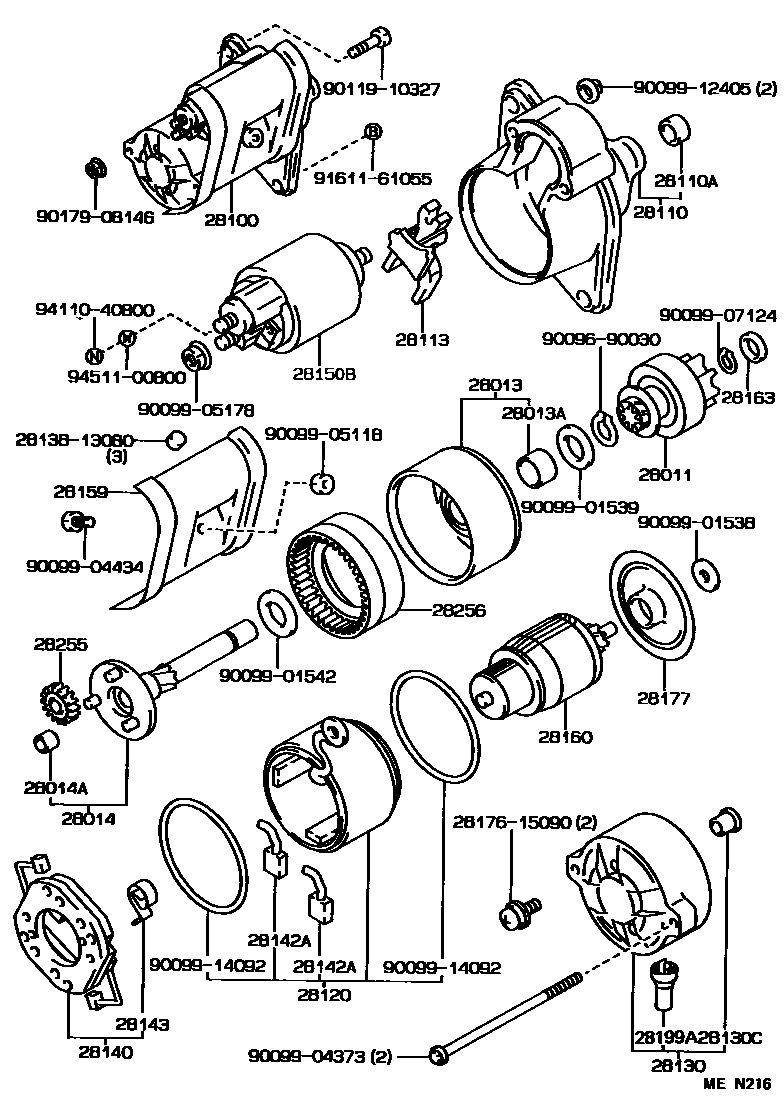 Toyota COROLLA 起动机 EPC diagram — NEN216