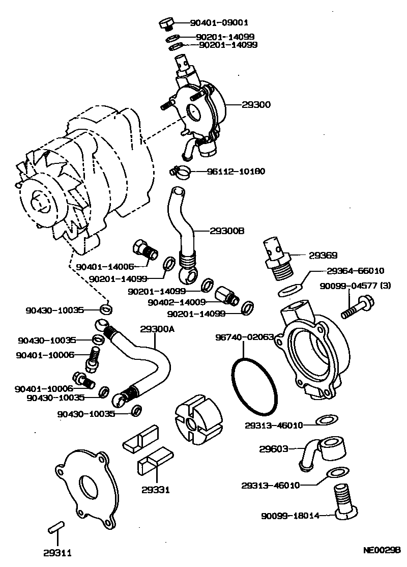 Toyota COROLLA 真空泵 EPC diagram — NE0029B