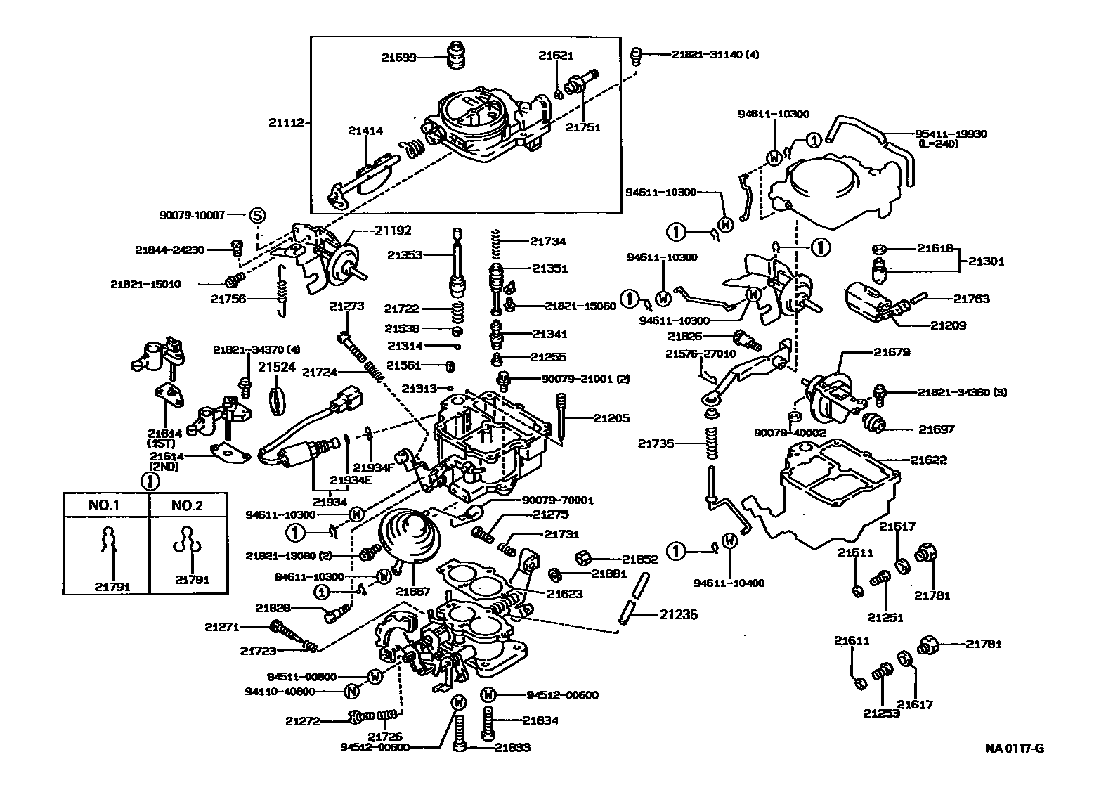 Toyota COROLLA 化油器 EPC diagram — NA0117G