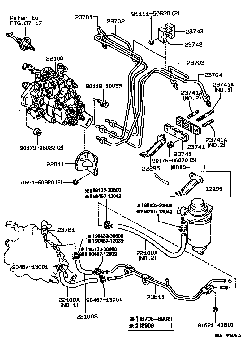 Toyota COROLLA 喷油泵总成 EPC diagram — MAB949A