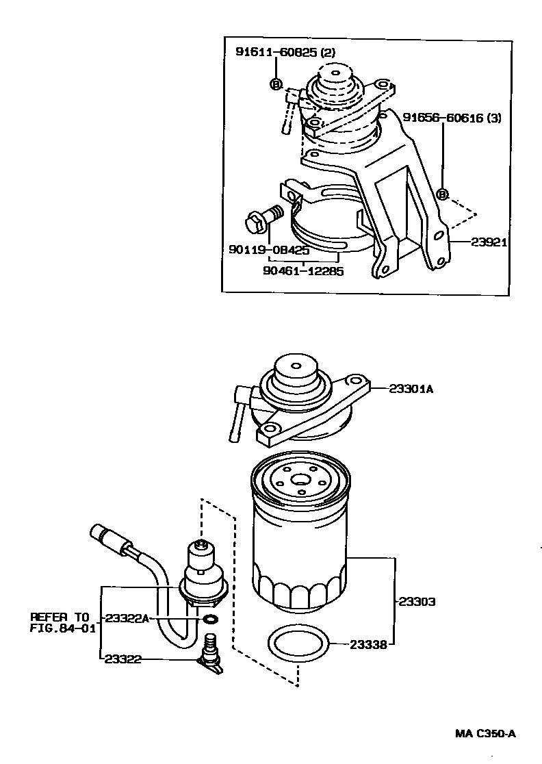 Toyota COROLLA fuel filter EPC diagram — MAC350A