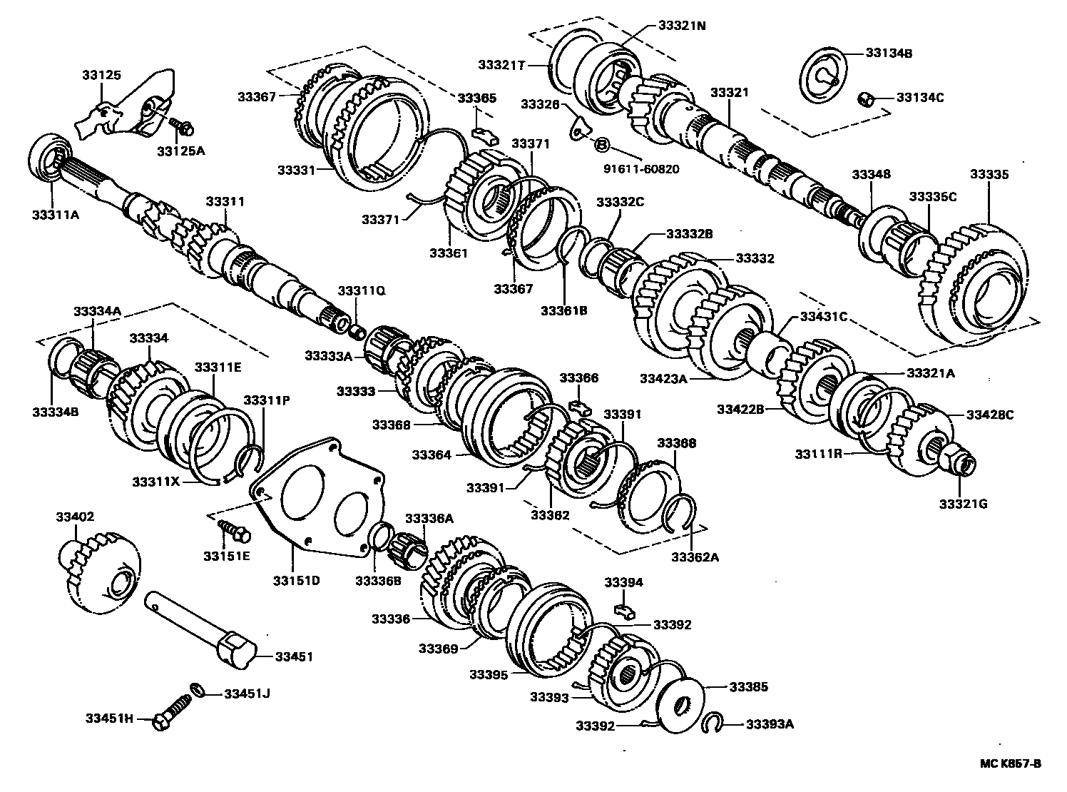 Toyota COROLLA 变速器齿轮(MTM) EPC diagram — MCK857B