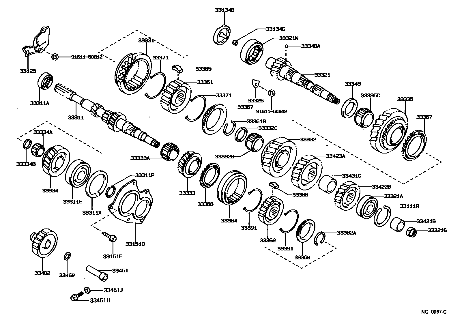 Toyota COROLLA 变速器齿轮(MTM) EPC diagram — NC0067C