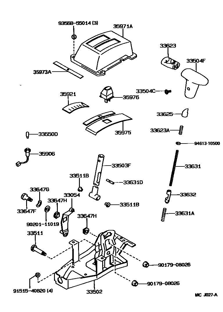 Toyota COROLLA Shift Lever & Retainer EPC diagram — MCJ027A