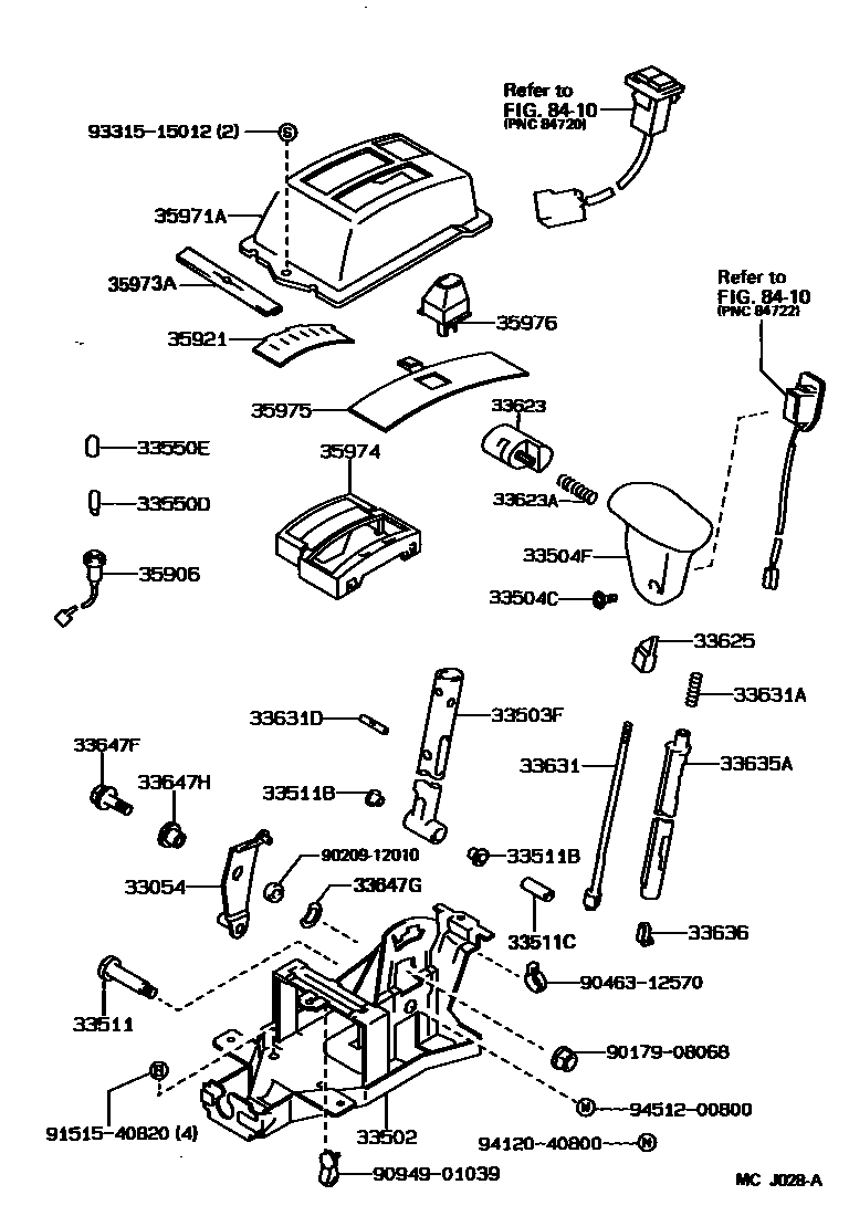 Toyota COROLLA Shift Lever & Retainer EPC diagram — MCJ028A