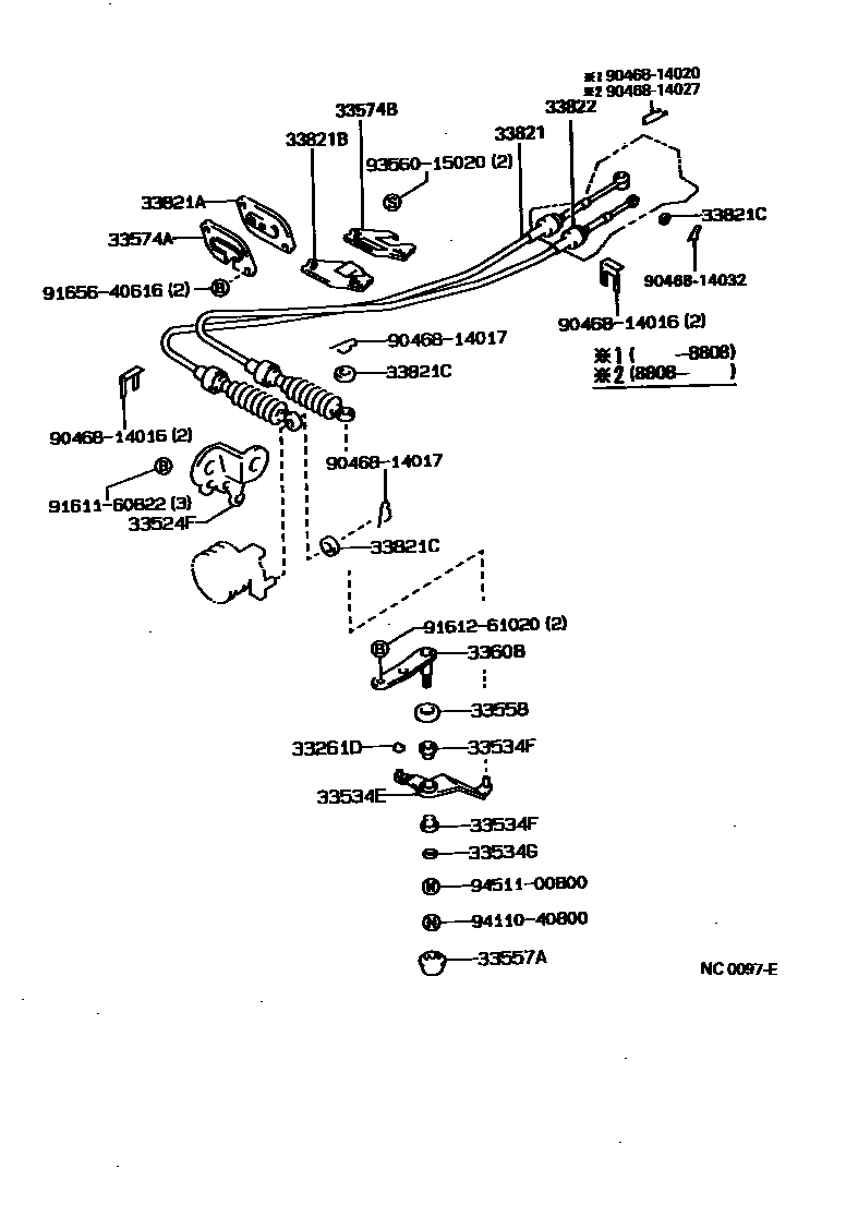 Toyota COROLLA Shift Lever & Retainer EPC diagram — NC0097E