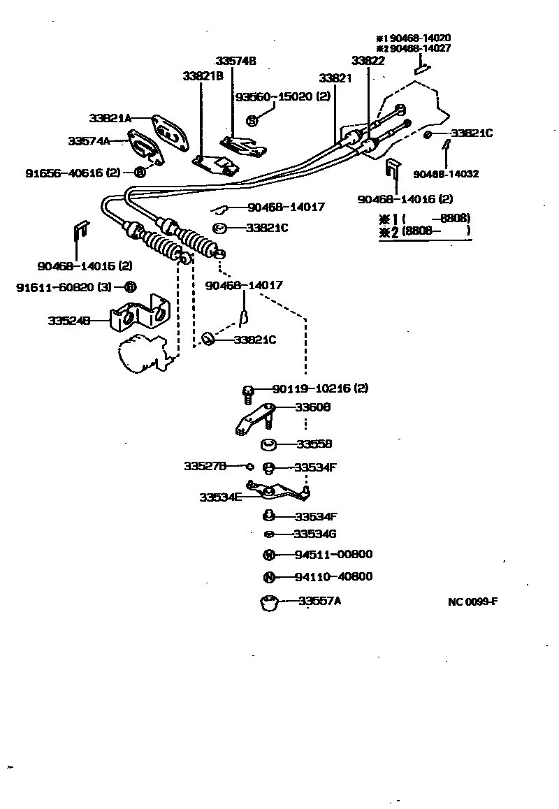 Toyota COROLLA Shift Lever & Retainer EPC diagram — NC0099F