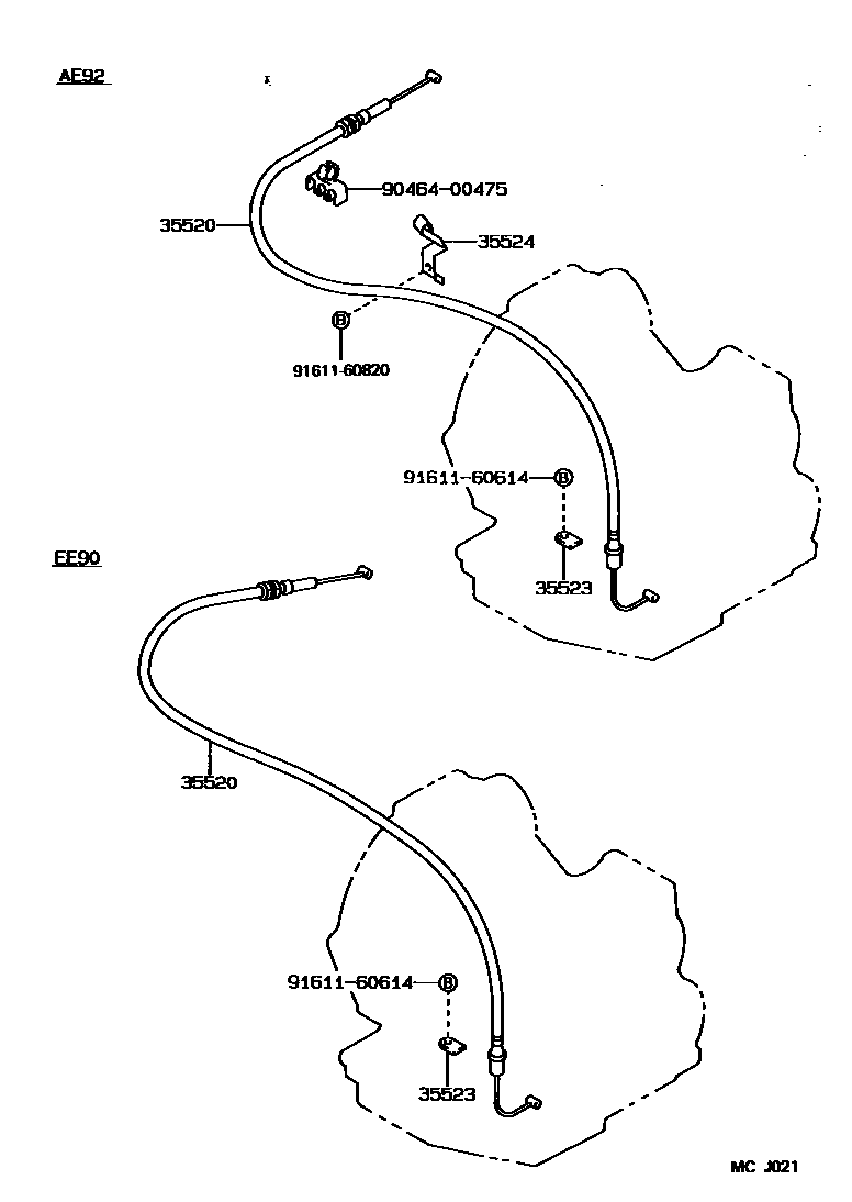 Toyota COROLLA 节气阀连杆和阀杆(ATM) EPC diagram — MCJ021