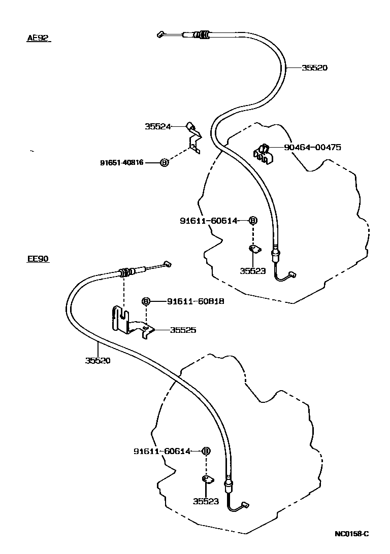 Toyota COROLLA 节气阀连杆和阀杆(ATM) EPC diagram — NC0158C