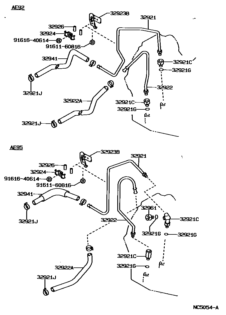Toyota COROLLA 变速器油冷却器和配管(ATM) EPC diagram — NC5054A