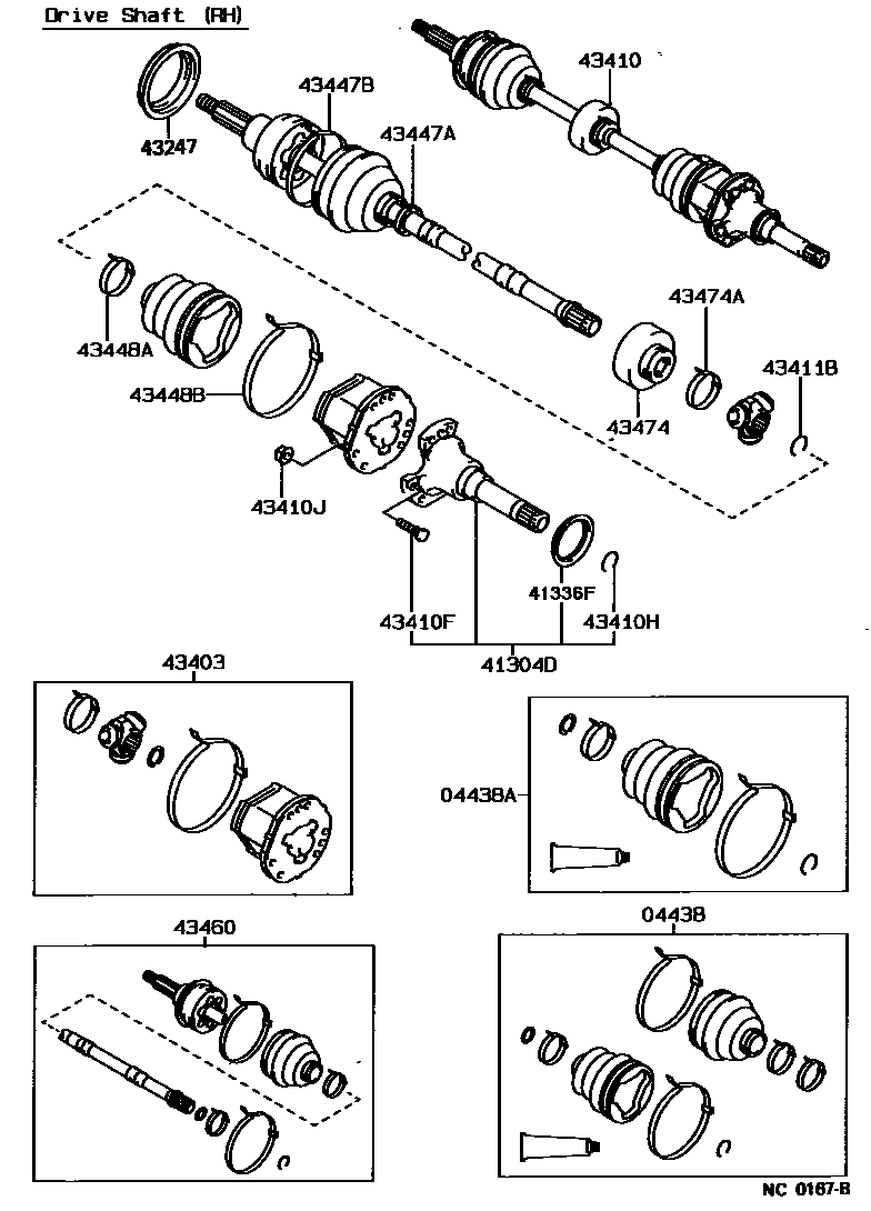 Toyota COROLLA Front Drive Shaft EPC diagram — NC0167B