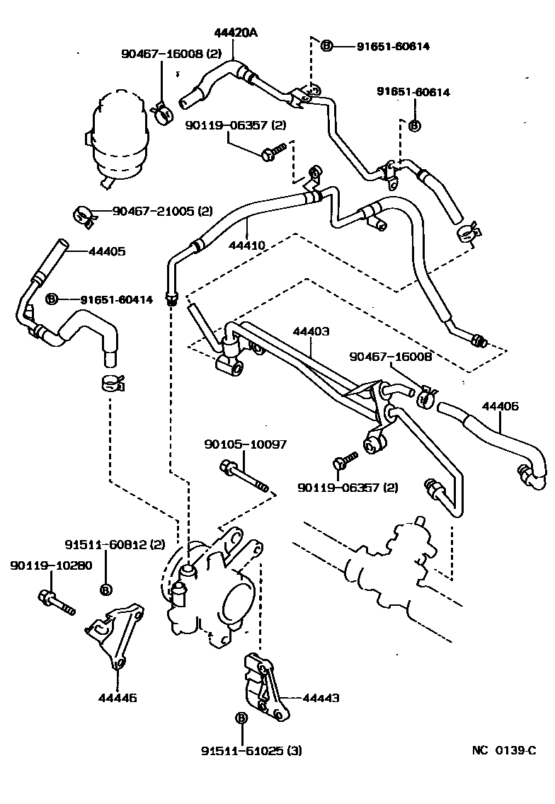 Toyota COROLLA 动力转向配管 EPC diagram — NC0139C
