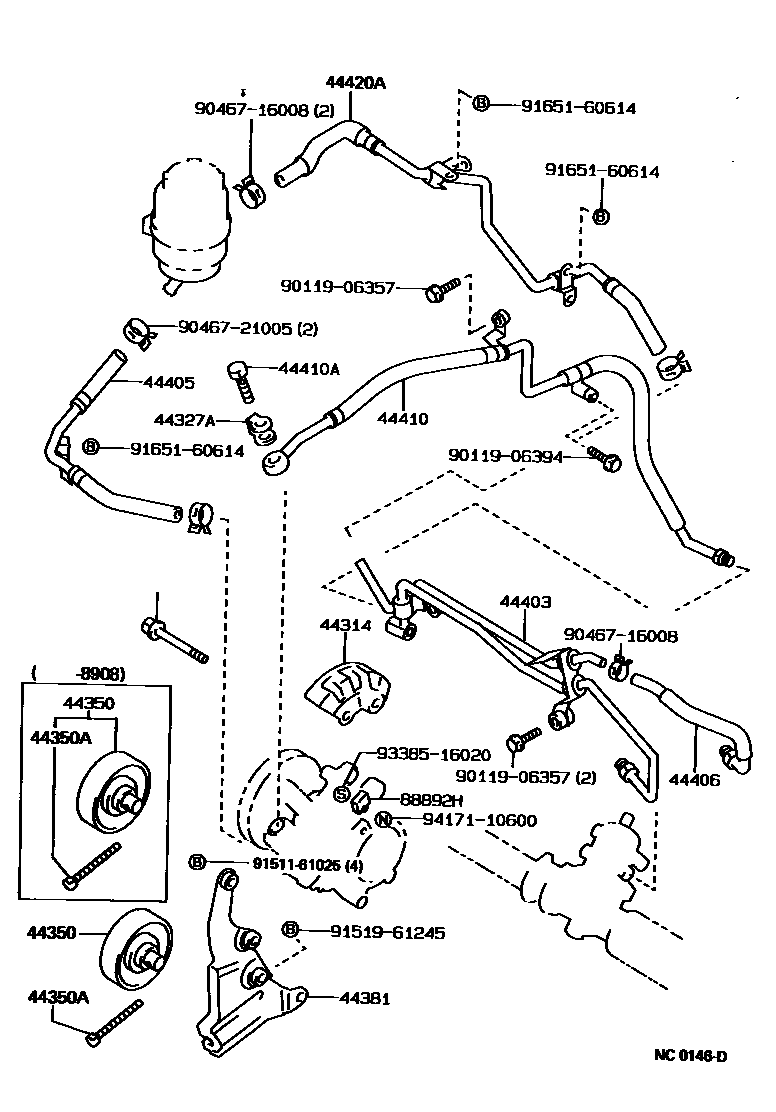 Toyota COROLLA 动力转向配管 EPC diagram — NC0146D