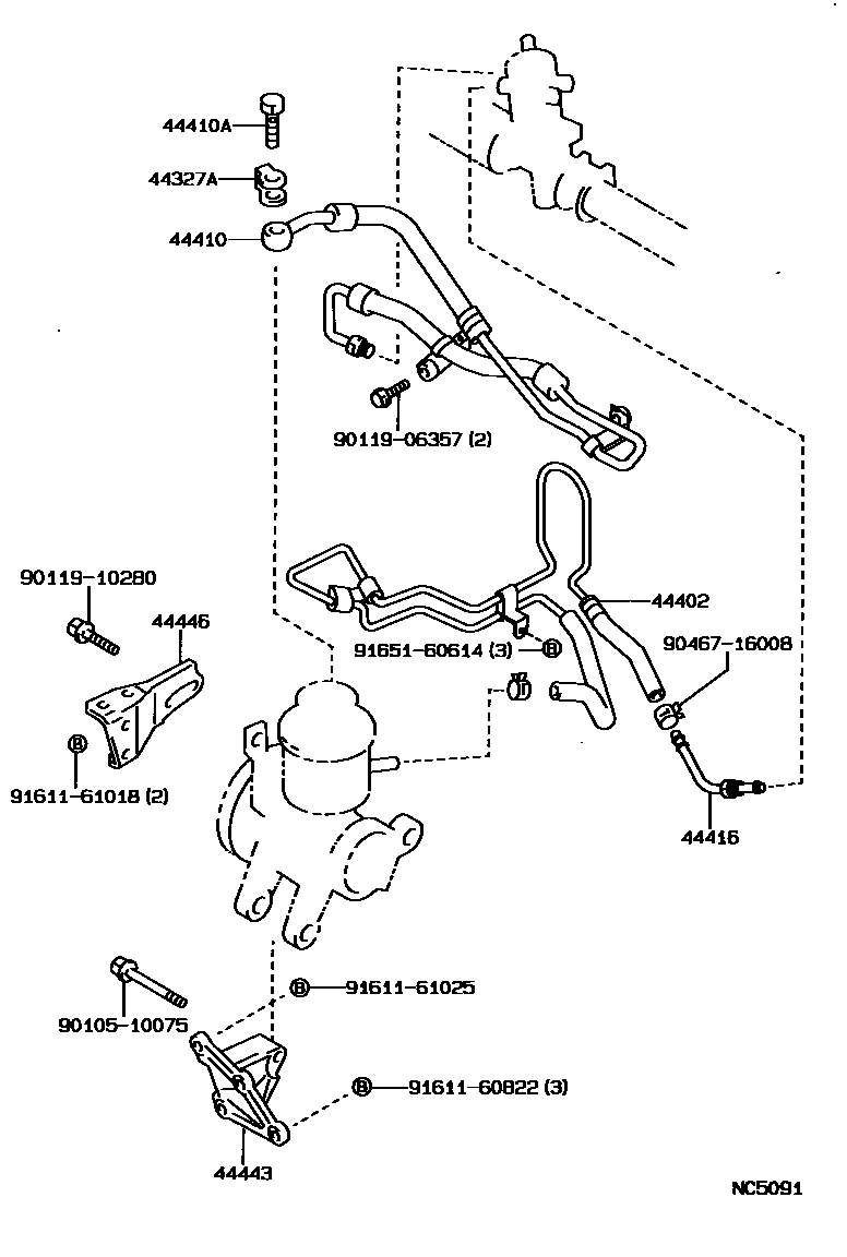 Toyota COROLLA 动力转向配管 EPC diagram — NC5091