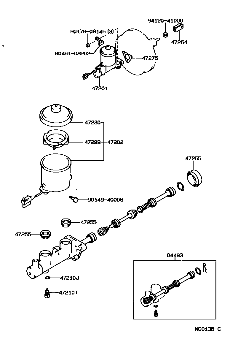 Toyota COROLLA 制动总泵 EPC diagram — NC0136C