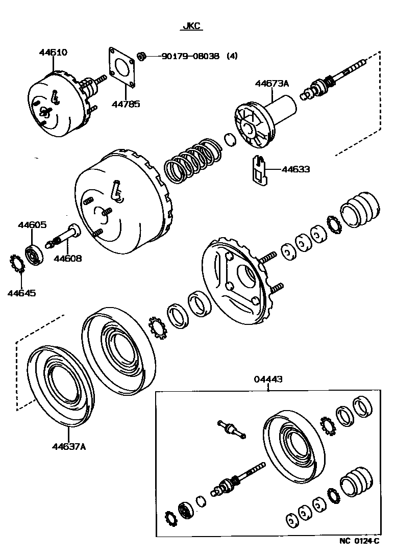 Toyota COROLLA 制动助力器和真空管 EPC diagram — NC0124C
