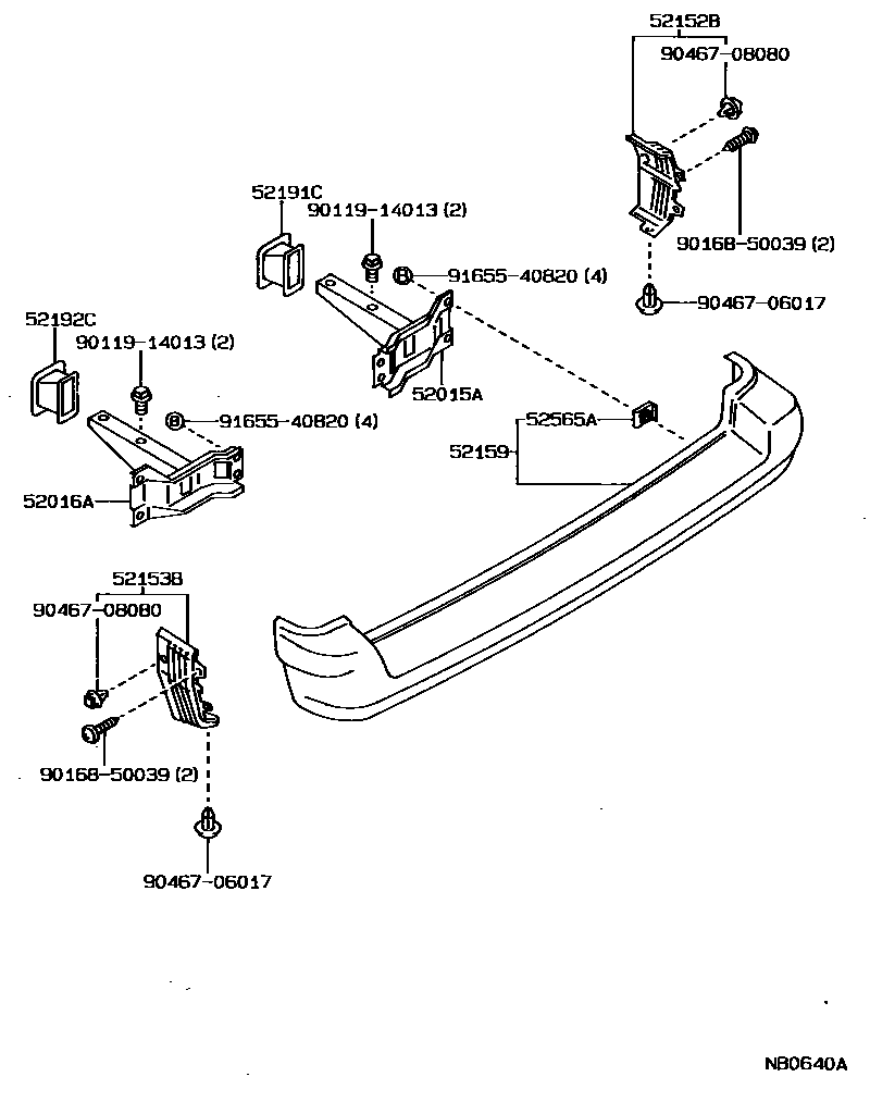 Toyota COROLLA 后保险杠及附件 EPC diagram — NB0640A