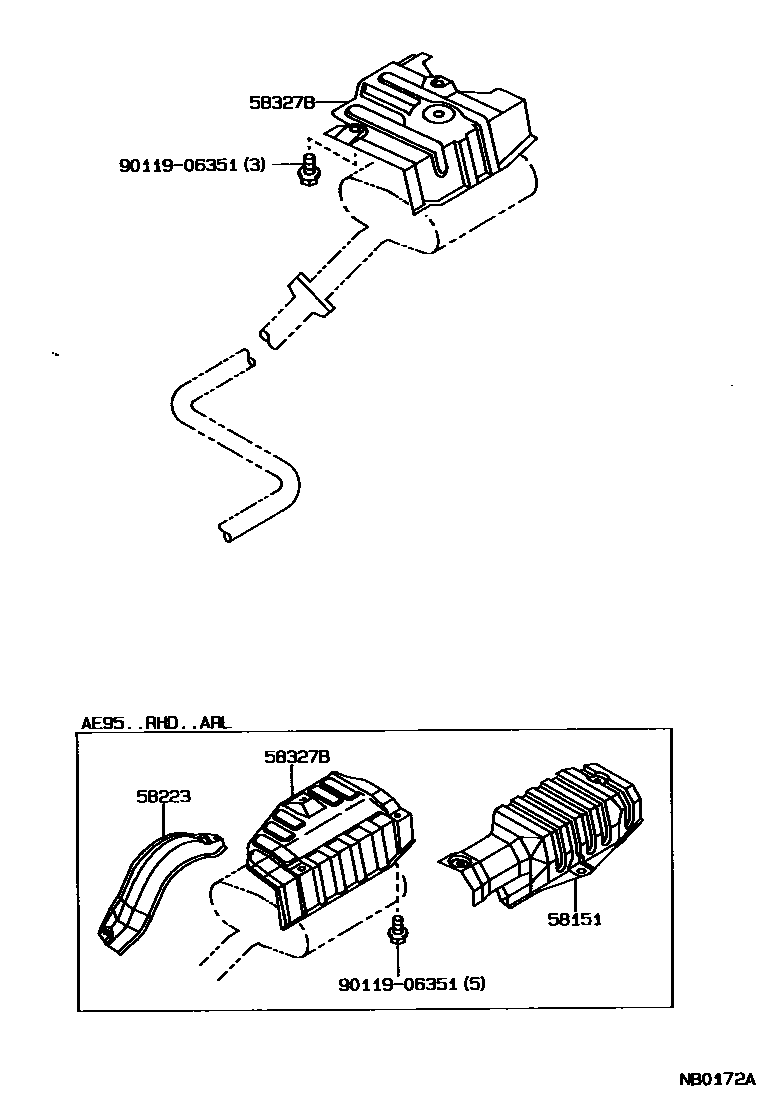 Toyota COROLLA 地板隔热垫 EPC diagram — NB0172A