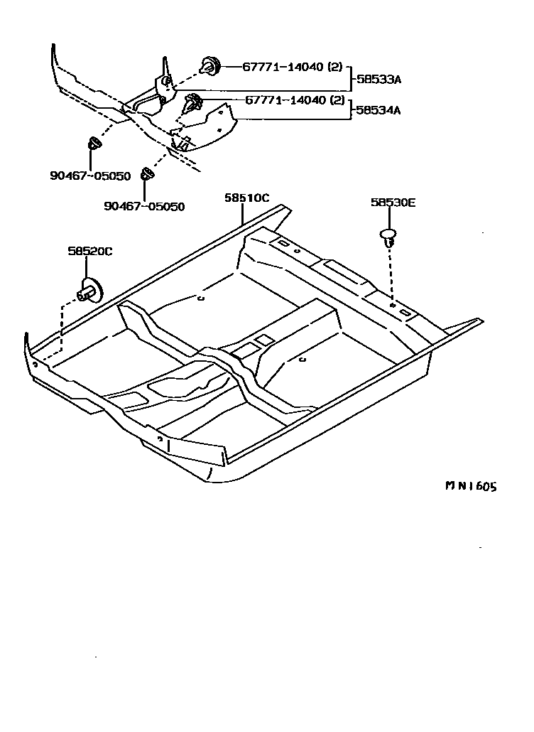 Toyota COROLLA 地板垫和地毯 EPC diagram — MN1605