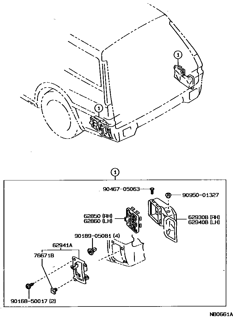 Toyota COROLLA 车侧通风装置 EPC diagram — NB0661A