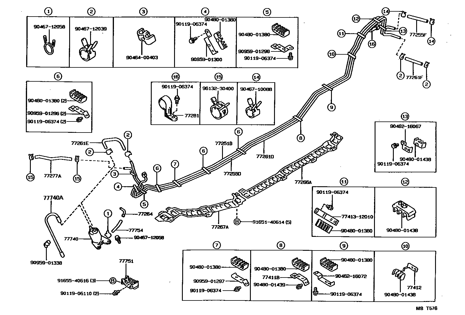Toyota COROLLA 燃油箱和燃油管 EPC diagram — MBT576