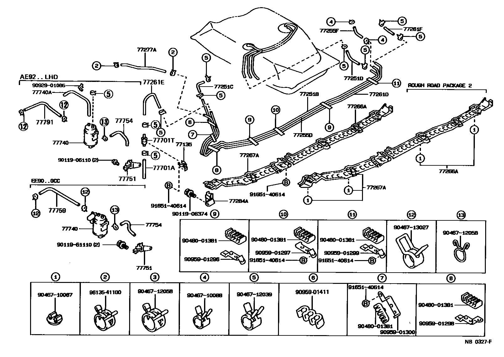 Toyota COROLLA 燃油箱和燃油管 EPC diagram — NB0327F