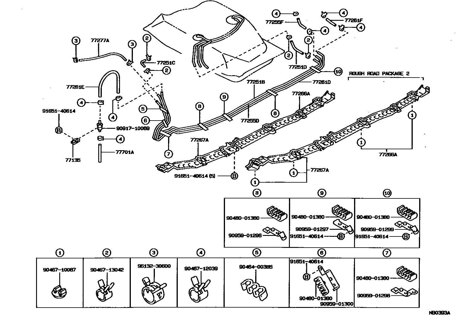 Toyota COROLLA 燃油箱和燃油管 EPC diagram — NB0393A